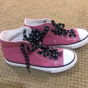 Pink high top sneakers